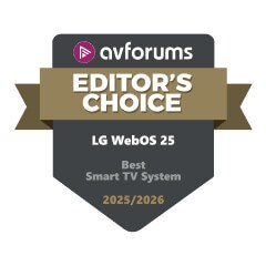 Insignia de elección del editor de AVForums como mejor sistema de Smart TV durante 8 años consecutivos, incluido 2025/26